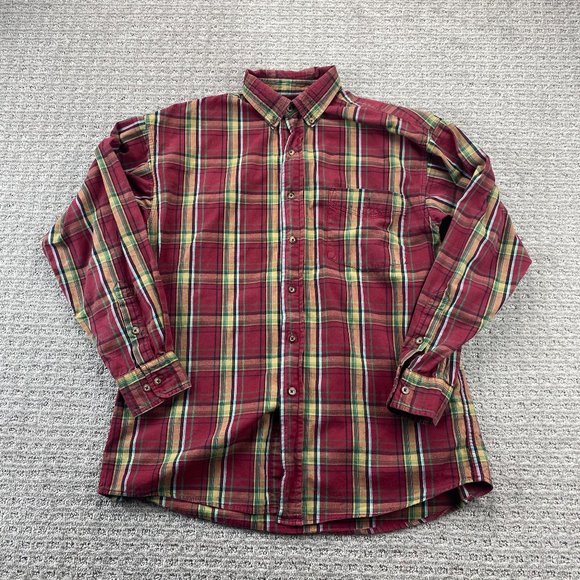 Panhandle Slim Shirt Men Medium Red Yellow Blue Green Plaid Button Down Western - Picture 1 of 6
